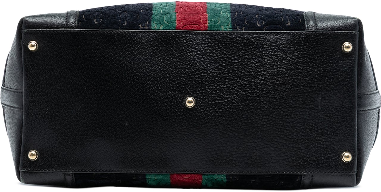 Gucci Horsebit Velvet Web Treasure Boston Bag Zwart