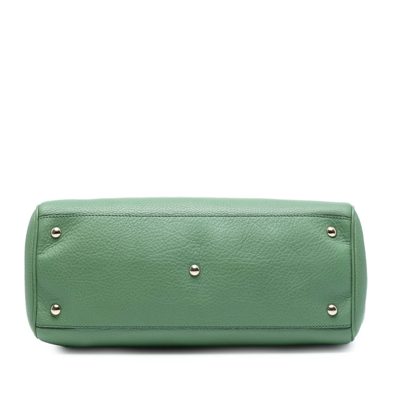 Gucci Medium Calfskin Bamboo Shopper Satchel Groen