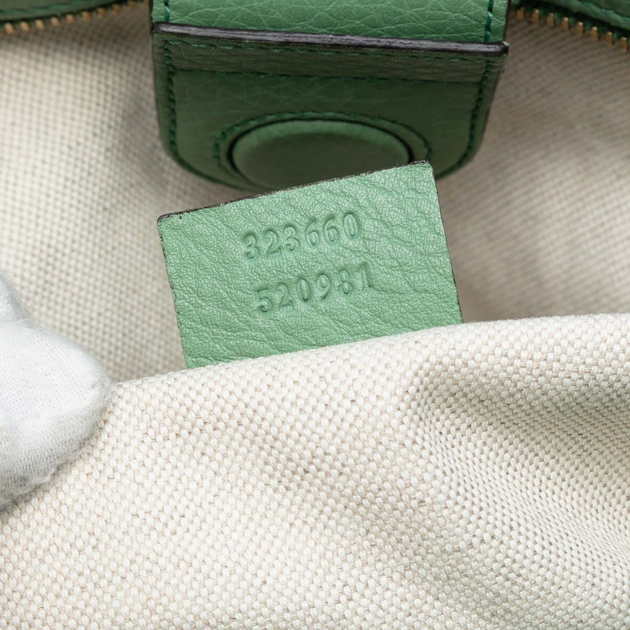 Gucci Medium Calfskin Bamboo Shopper Satchel Groen