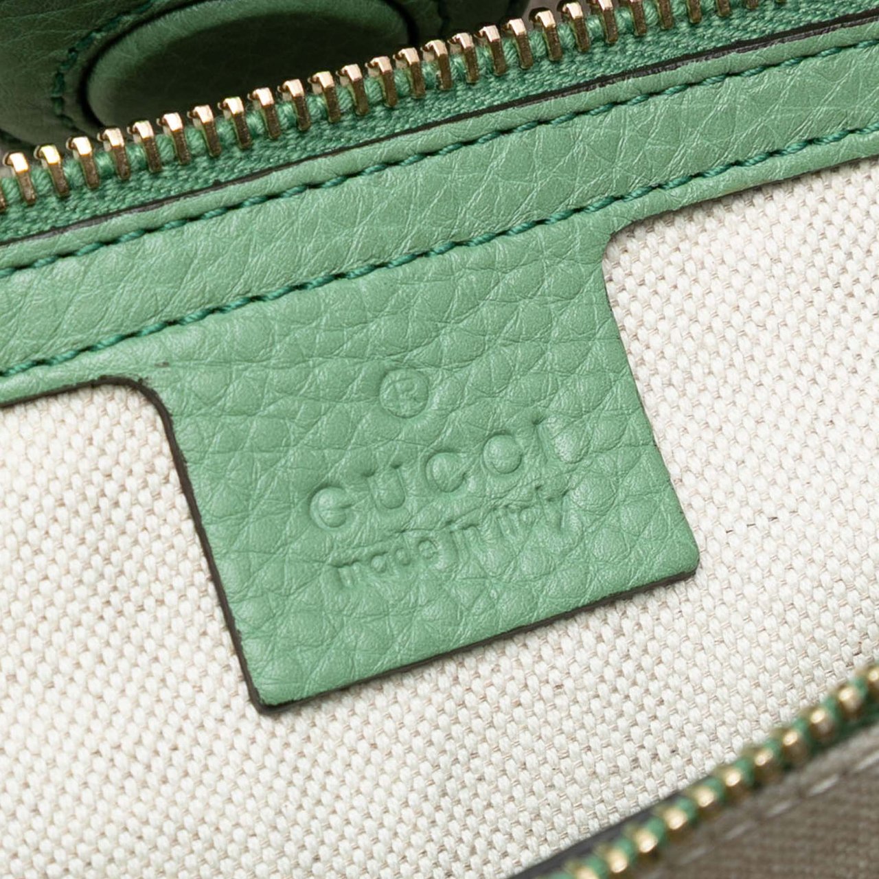 Gucci Medium Calfskin Bamboo Shopper Satchel Groen