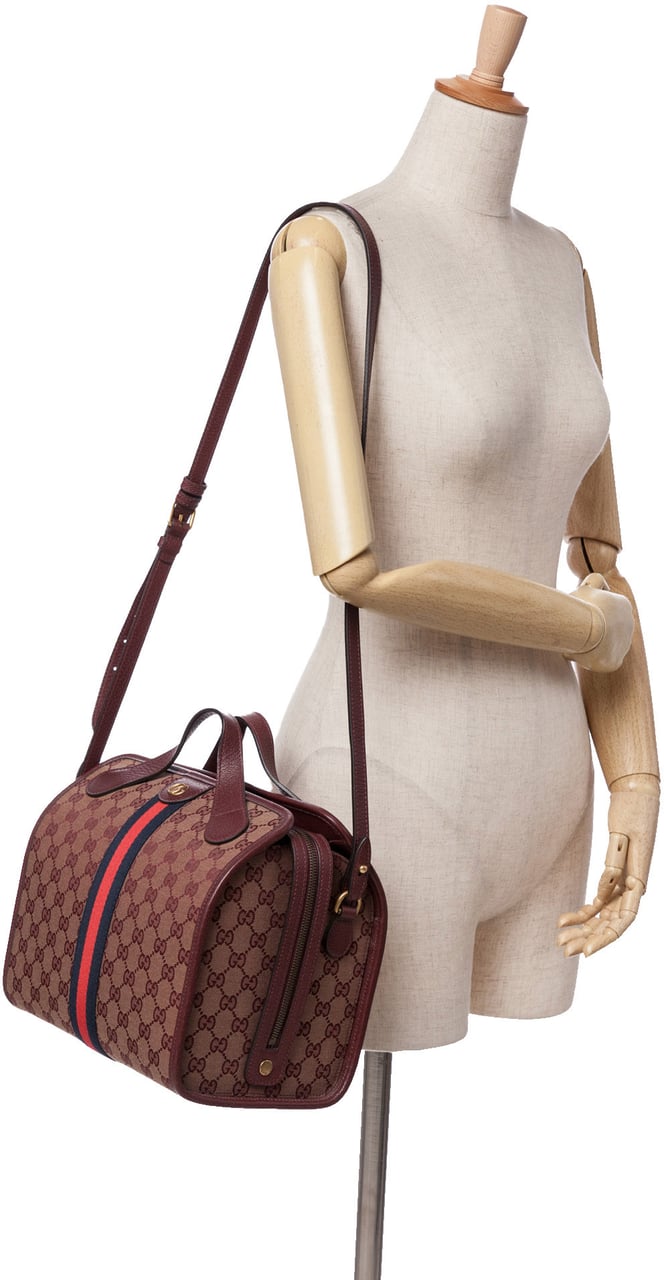 Gucci Mini GG Canvas Ophidia Web Duffle Bag Rood