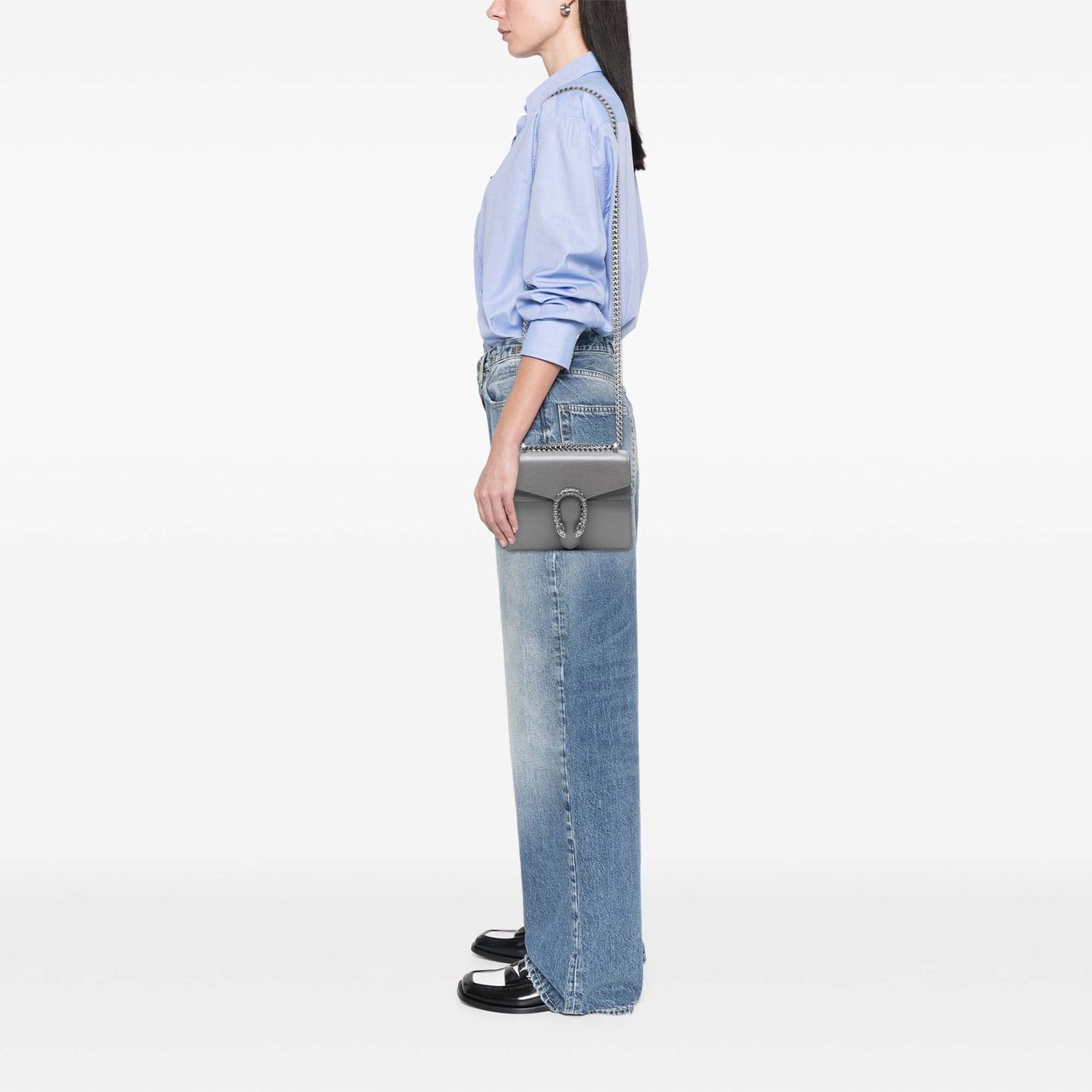 Gucci Small Leather Dionysus Crossbody Grijs