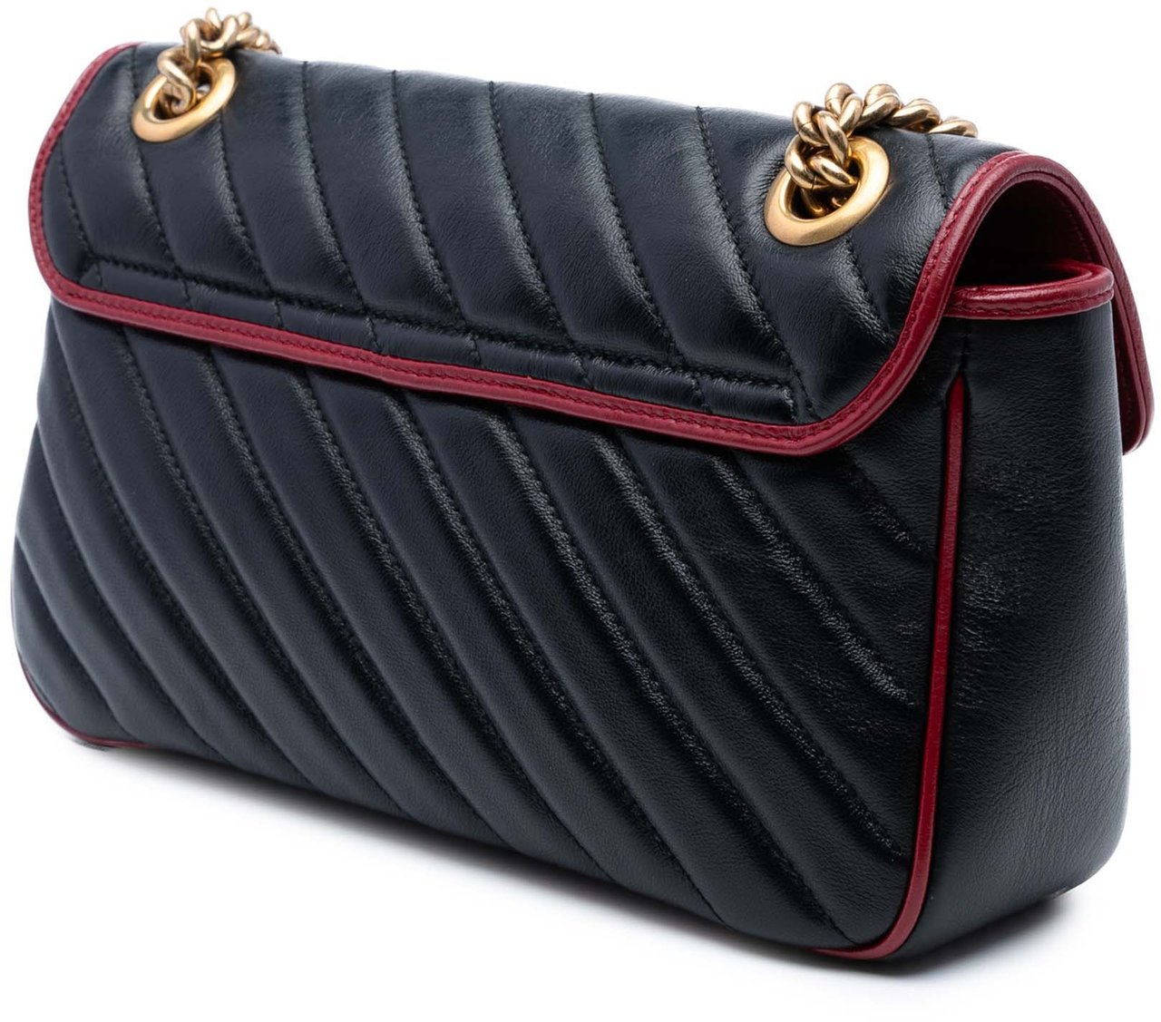 Gucci Medium GG Marmont Matelasse Diagonal Leather Torchon Shoulder Bag Zwart