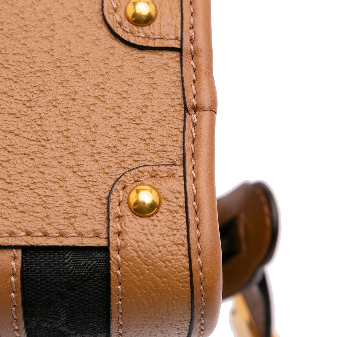 Gucci Mini GG Canvas Web Bauletto Top Handle Bag Zwart