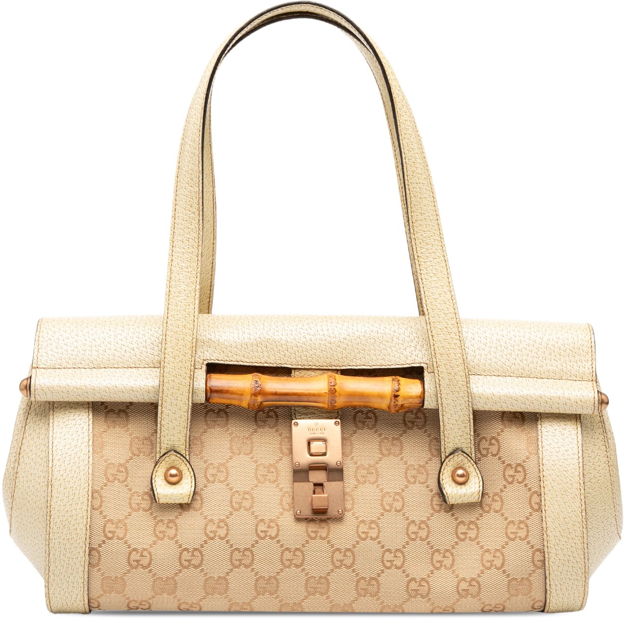 Gucci GG Canvas Bamboo Bullet Shoulder Bag Bruin