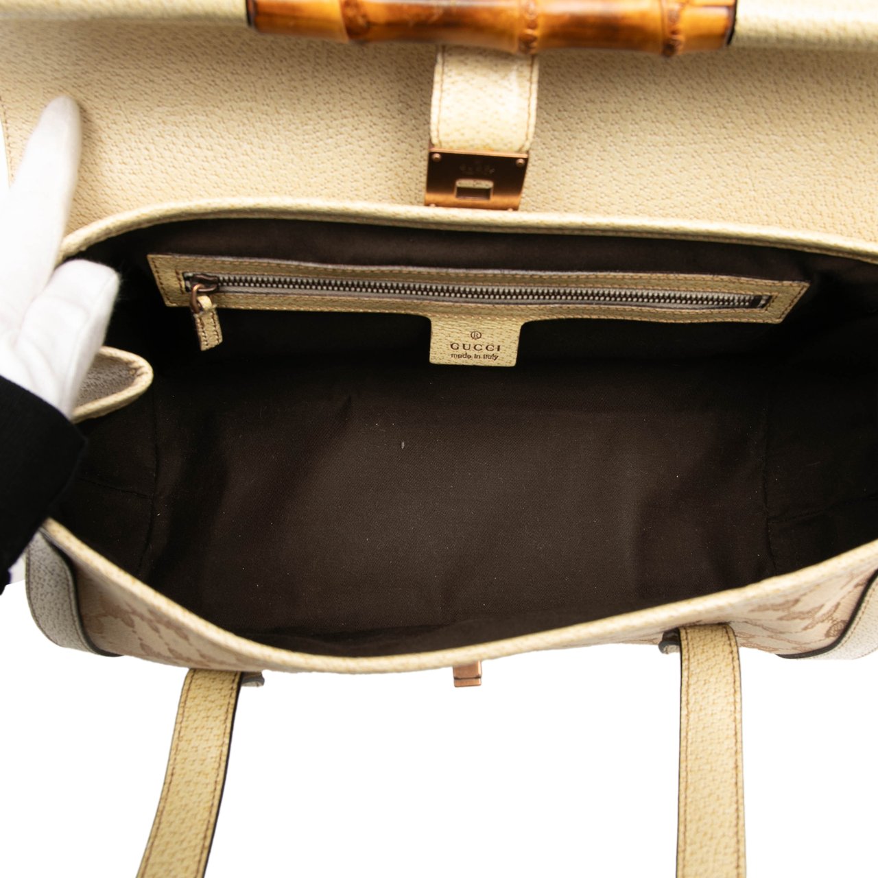 Gucci GG Canvas Bamboo Bullet Shoulder Bag Bruin