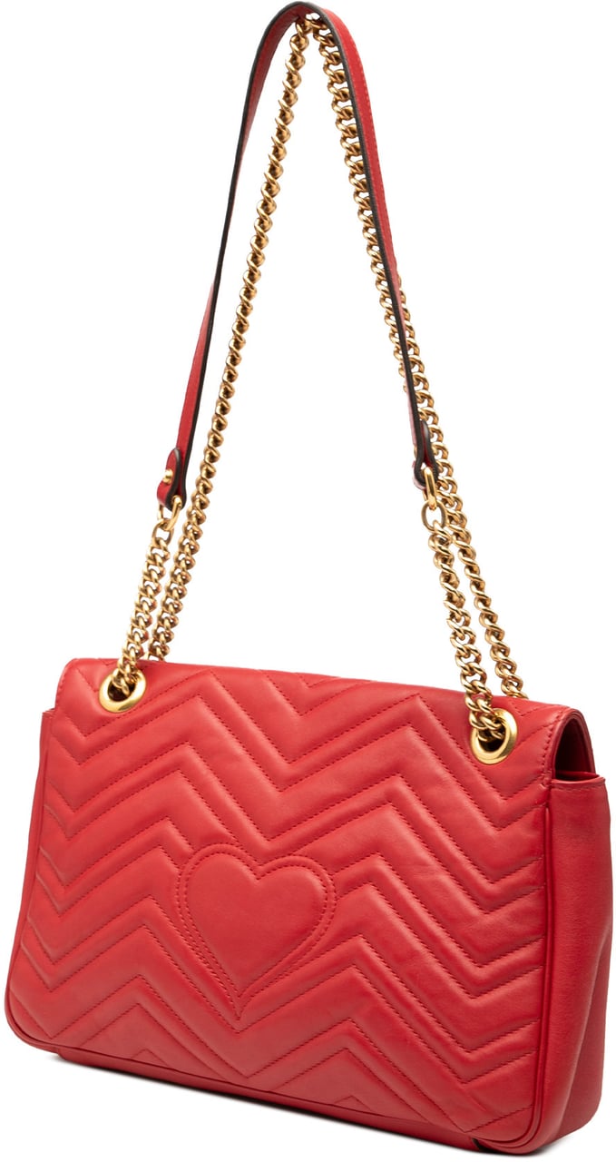 Gucci Large GG Marmont Matelasse Leather Shoulder Bag Rood