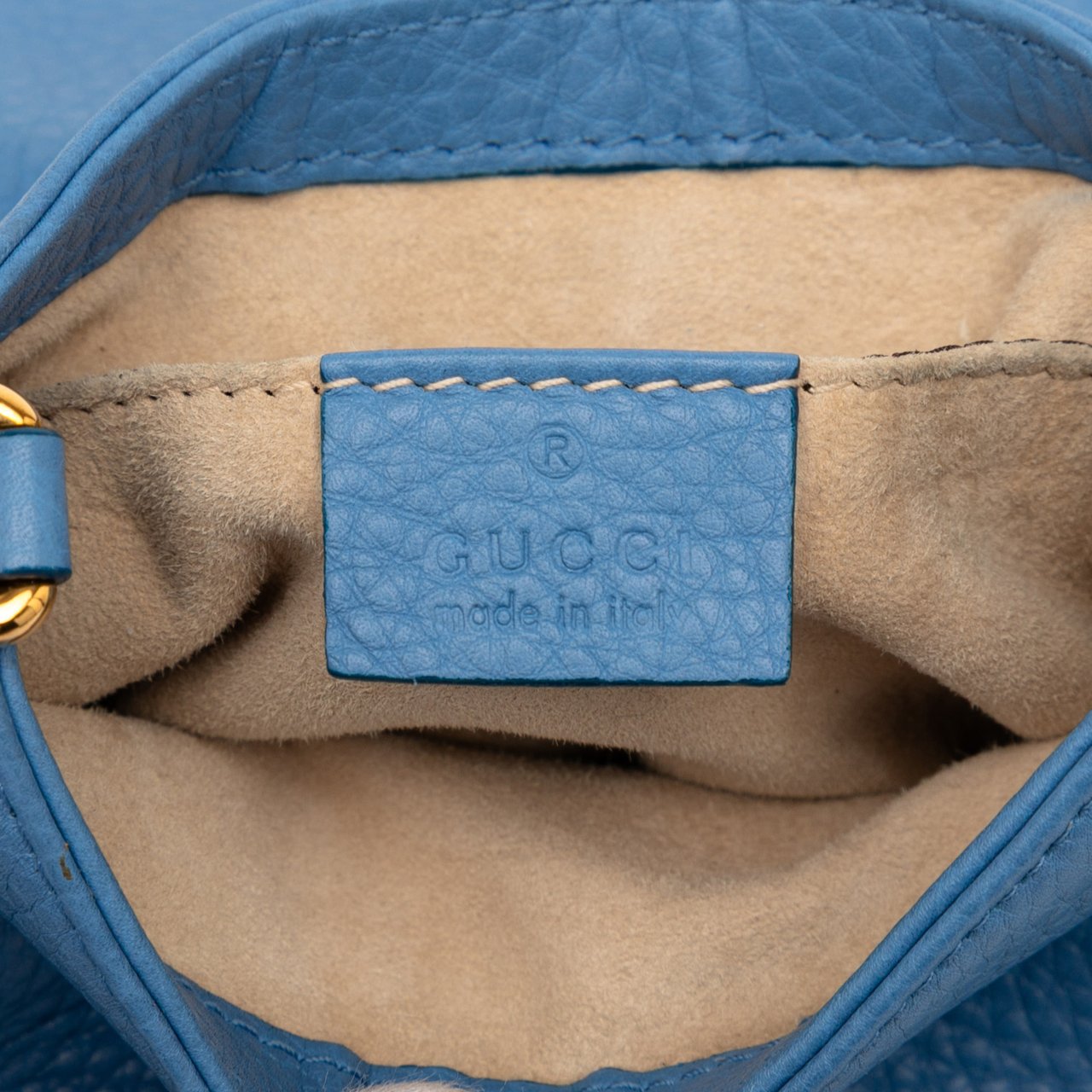 Gucci Small Leather 1973 Chain Crossbody Blauw