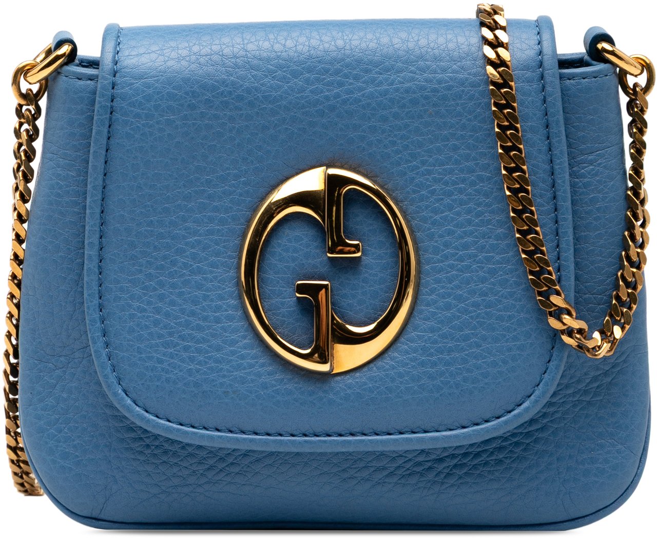 Gucci Small Leather 1973 Chain Crossbody Blauw