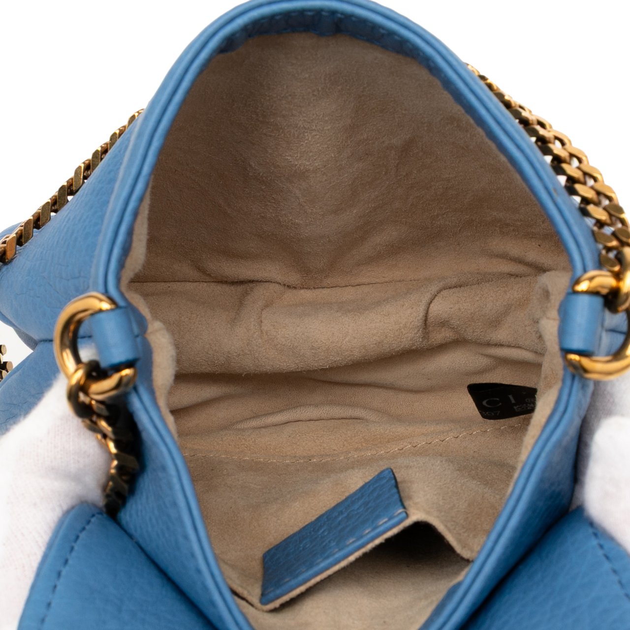 Gucci Small Leather 1973 Chain Crossbody Blauw