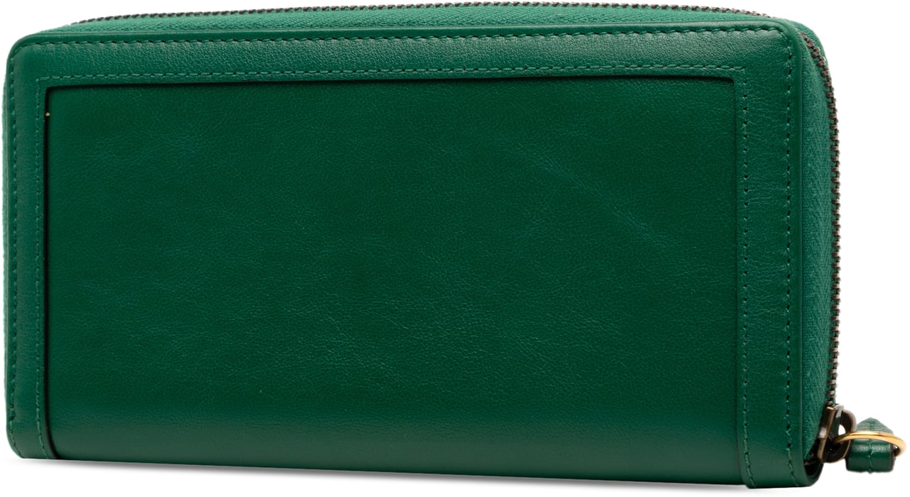 Gucci Leather Bamboo Diana Zip Around Wallet Groen