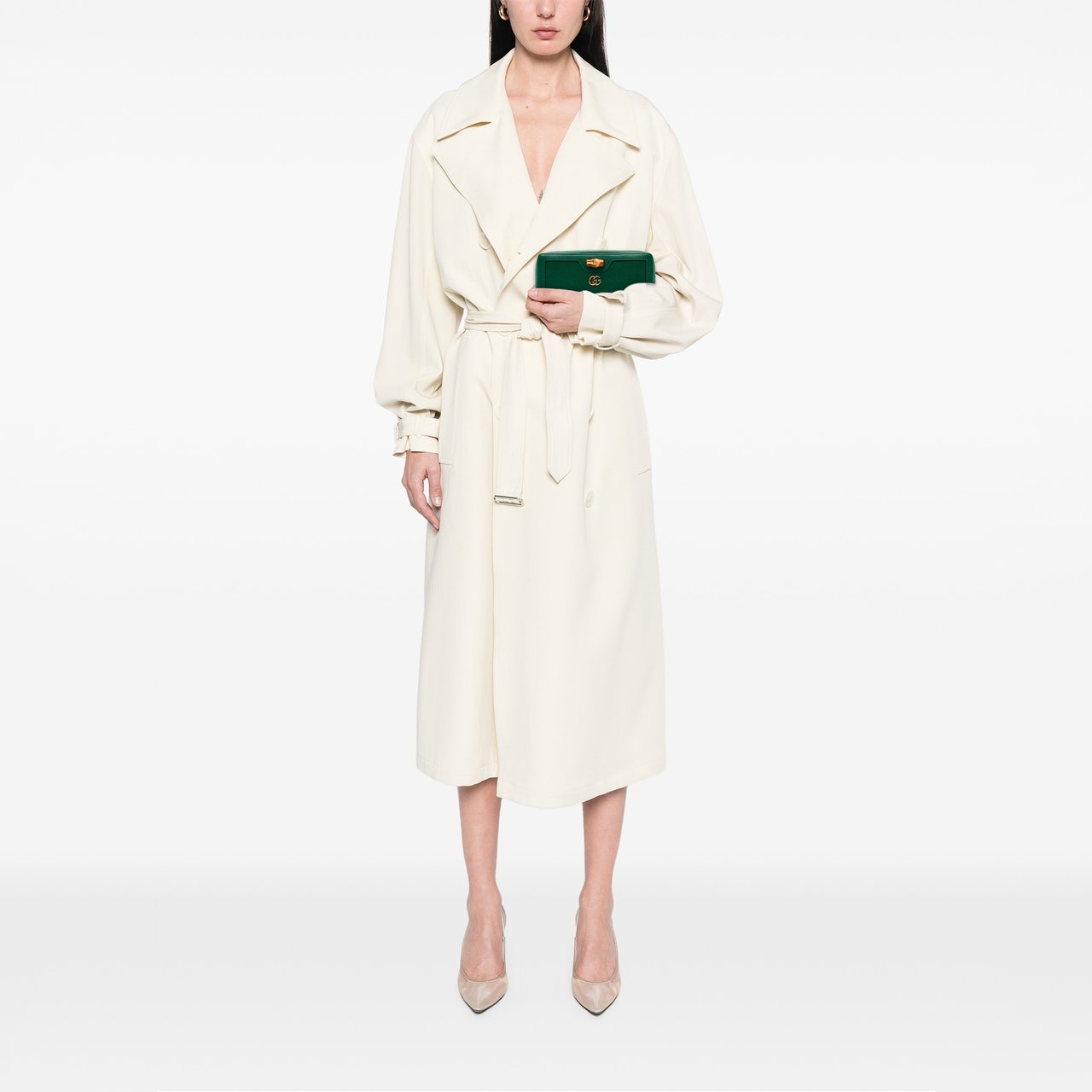 Gucci Leather Bamboo Diana Zip Around Wallet Groen