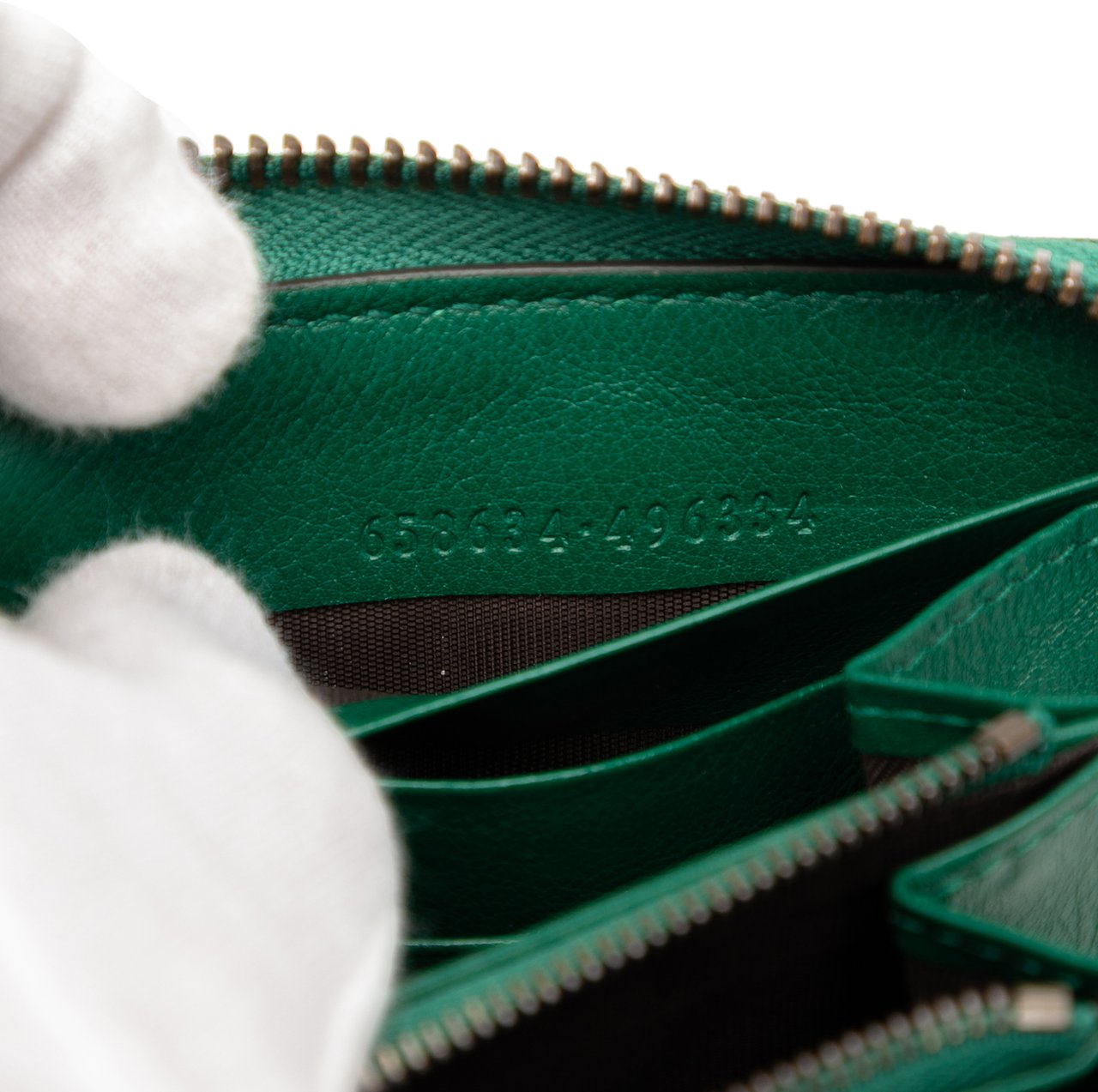 Gucci Leather Bamboo Diana Zip Around Wallet Groen