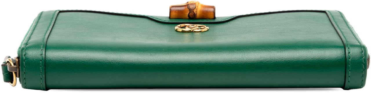 Gucci Leather Bamboo Diana Zip Around Wallet Groen