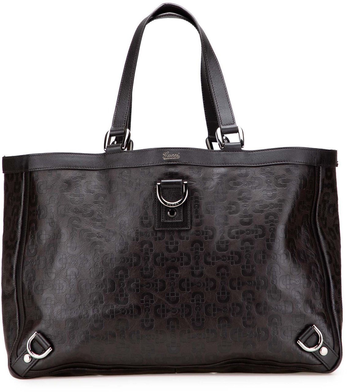 Gucci Leather Abbey D Ring Horsebit Tote Bruin