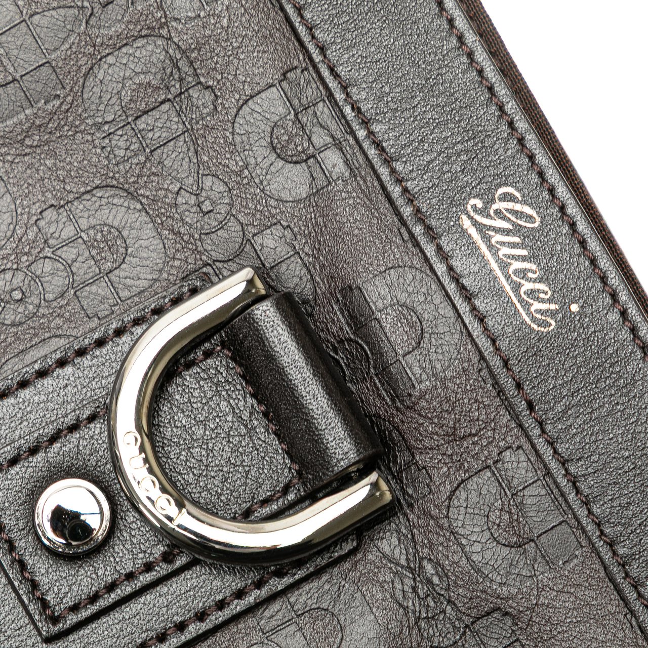 Gucci Leather Abbey D Ring Horsebit Tote Bruin