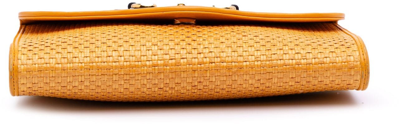 Gucci Raffia Horsebit 1955 Chain Crossbody Geel