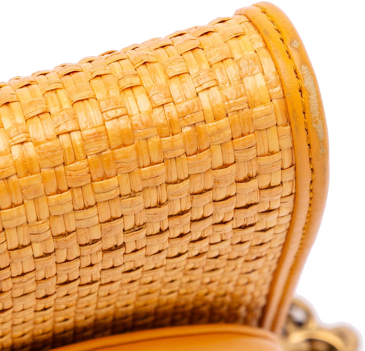 Gucci Raffia Horsebit 1955 Chain Crossbody Geel
