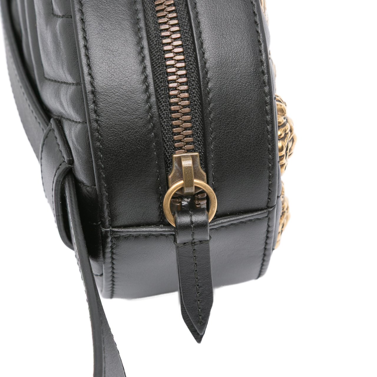 Gucci GG Marmont Matelasse Leather Animalier Belt Bag Zwart