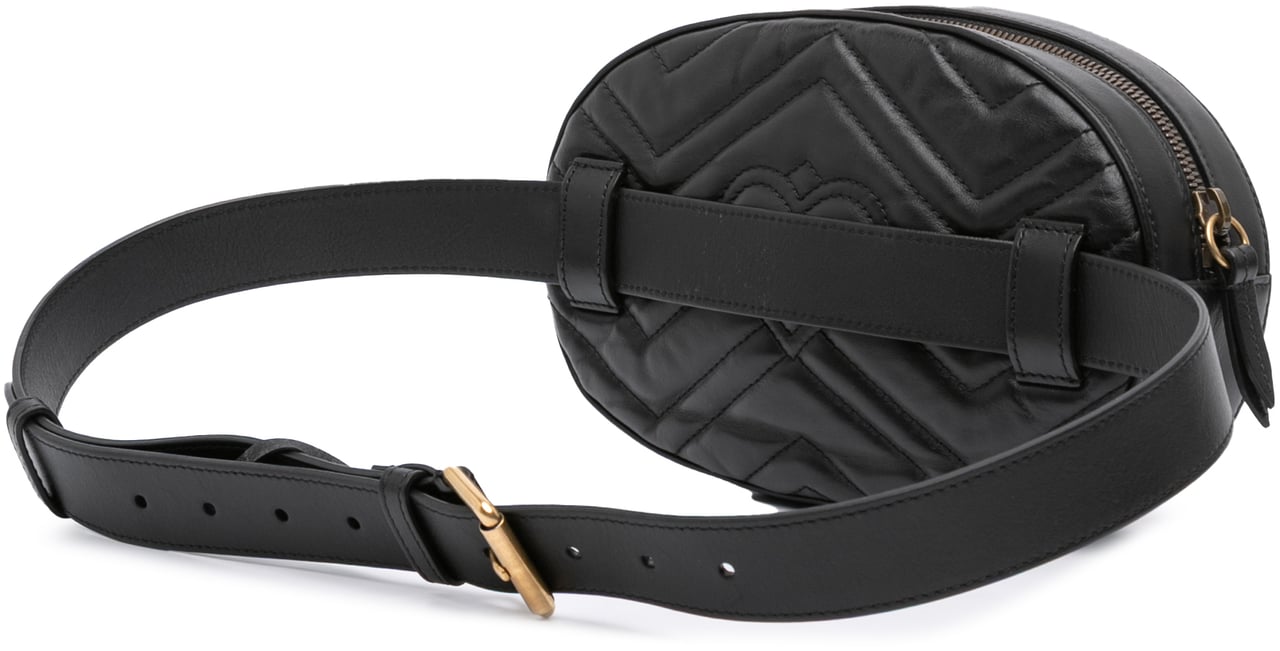 Gucci GG Marmont Matelasse Leather Animalier Belt Bag Zwart