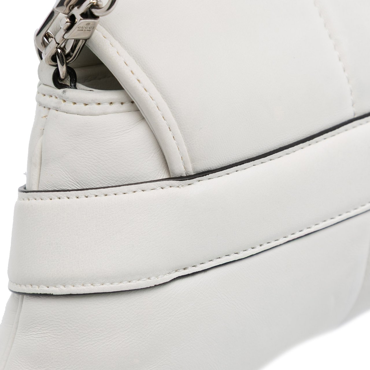 Gucci Small Leather Horsebit Chain Satchel Wit