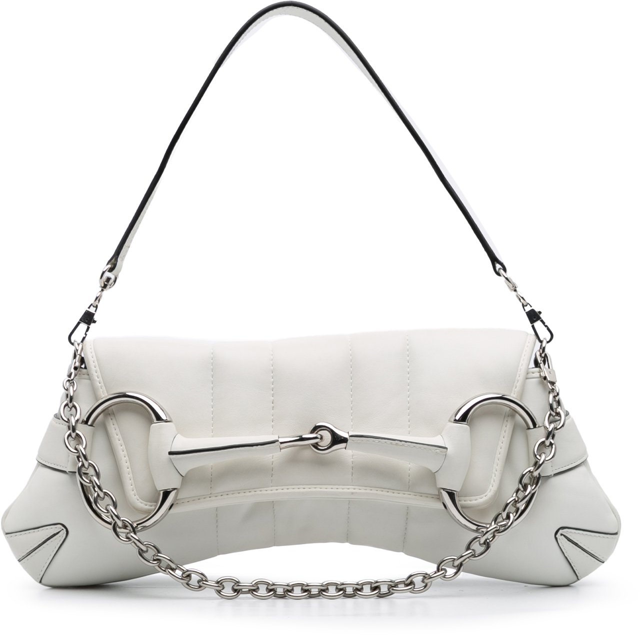 Gucci Small Leather Horsebit Chain Satchel Wit