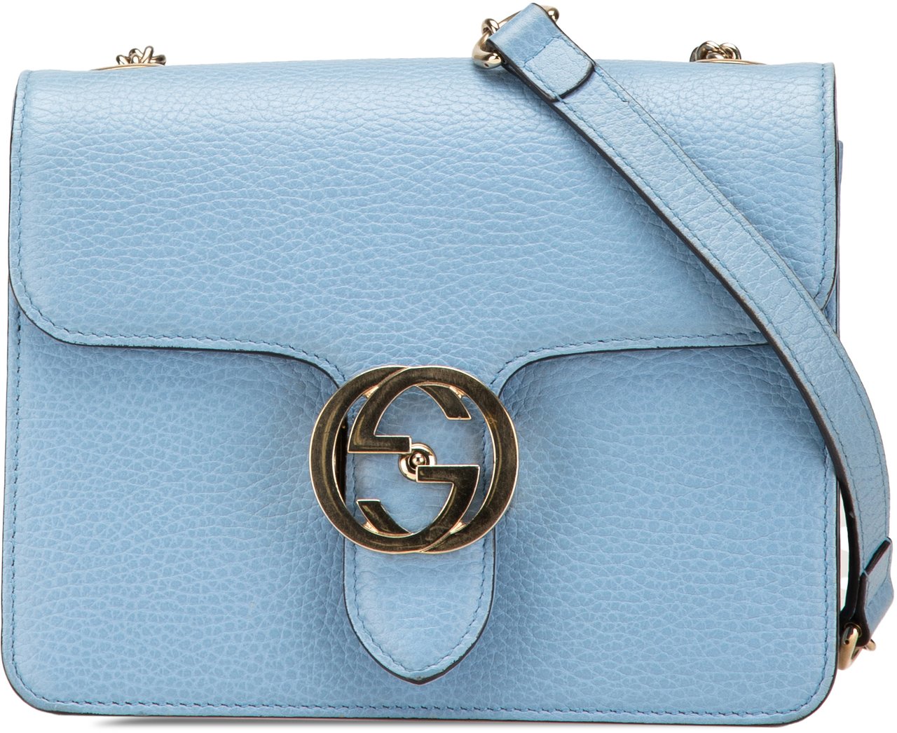 Gucci Small Dollar Calfskin Interlocking G Crossbody Blauw