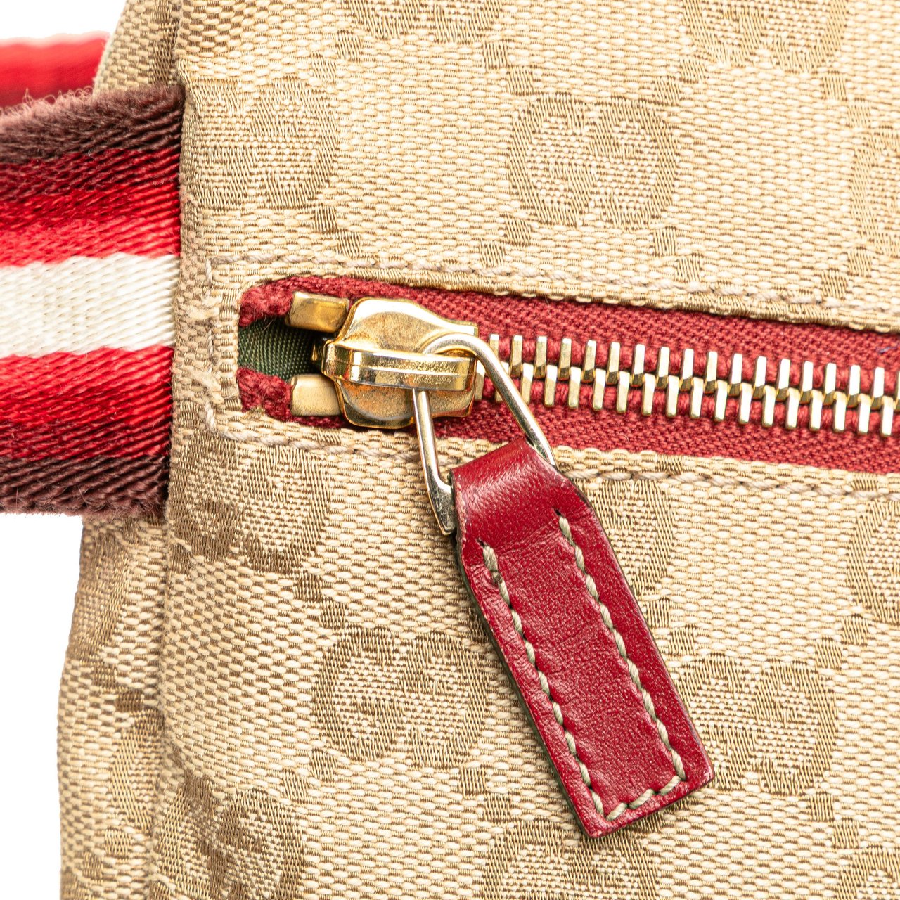 Gucci GG Canvas Web Double Pocket Belt Bag Bruin