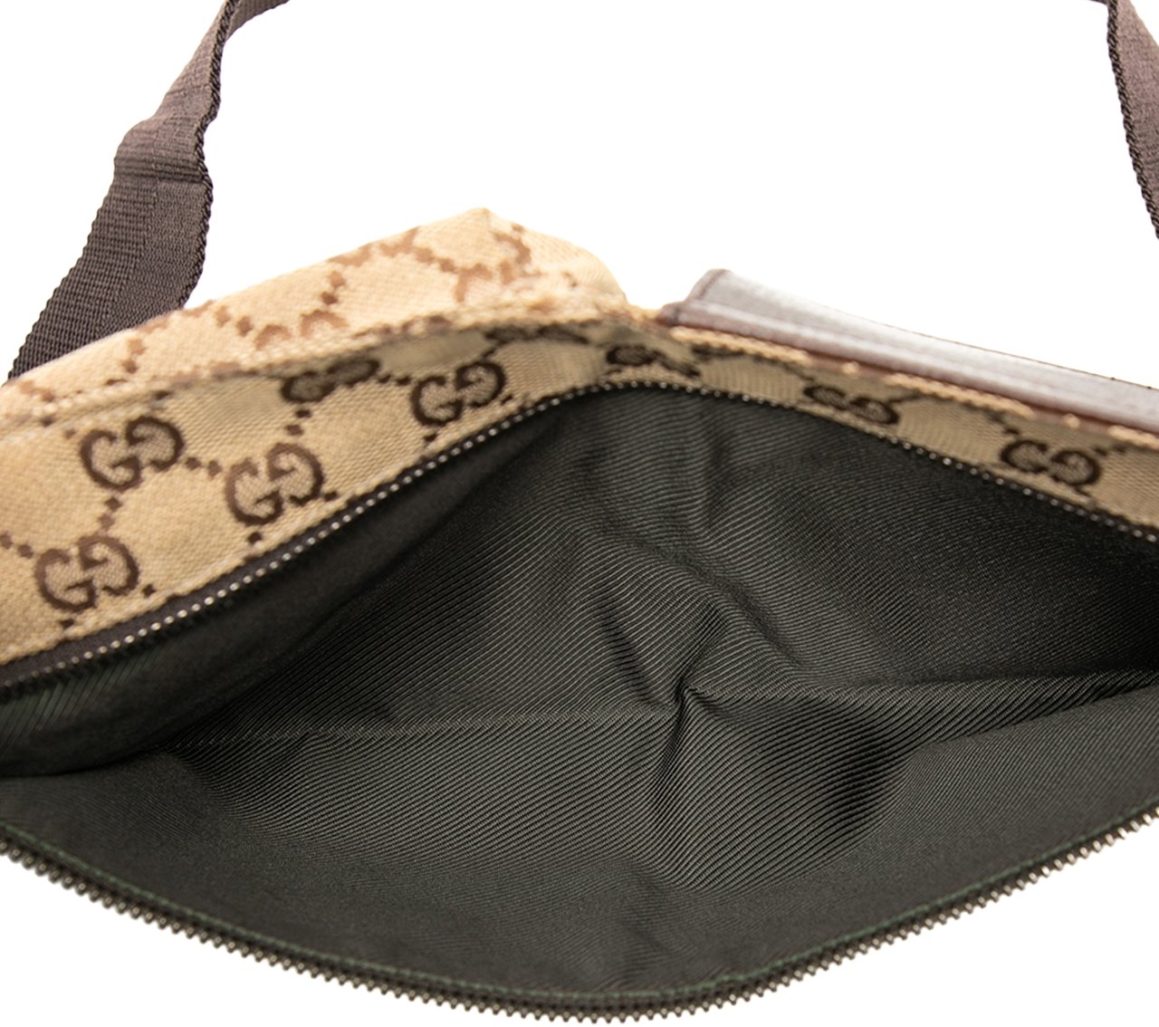 Gucci GG Canvas Double Pocket Belt Bag Bruin