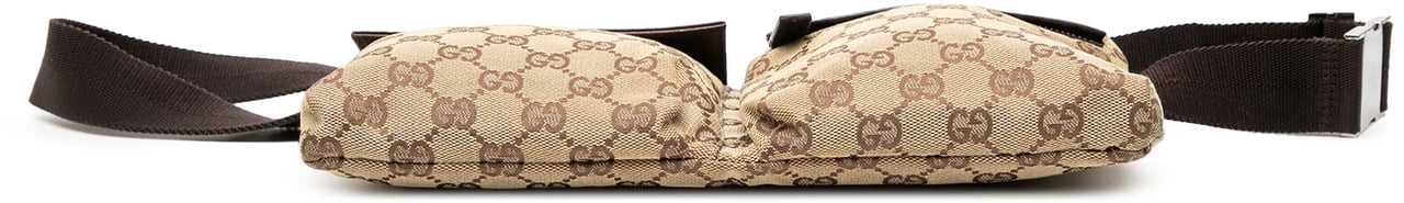 Gucci GG Canvas Double Pocket Belt Bag Bruin