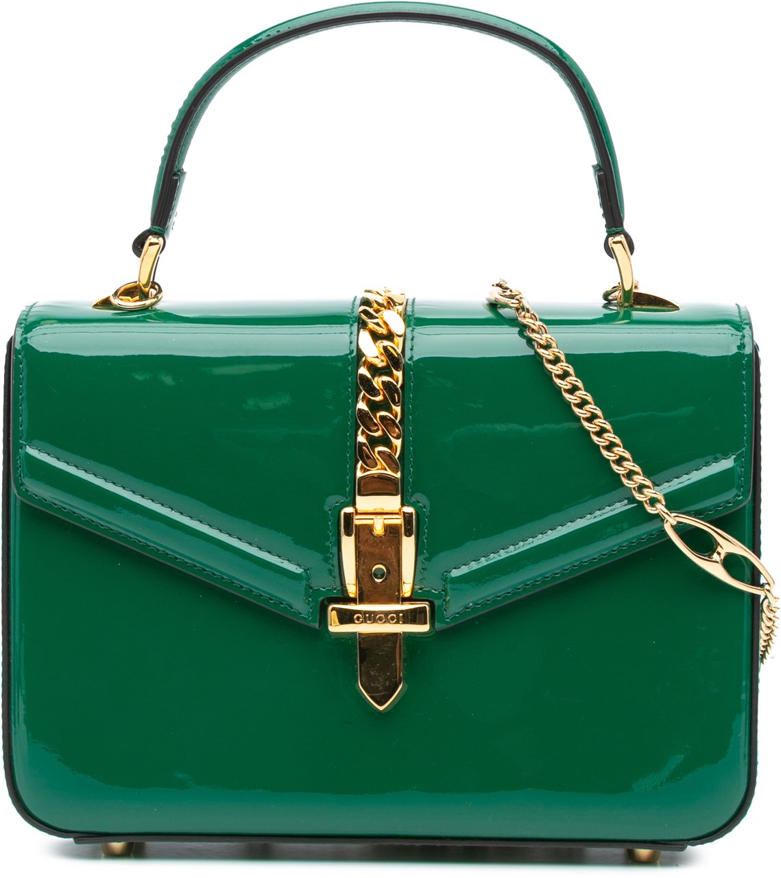 Gucci Mini Patent Sylvie 1969 Top Handle Bag Groen