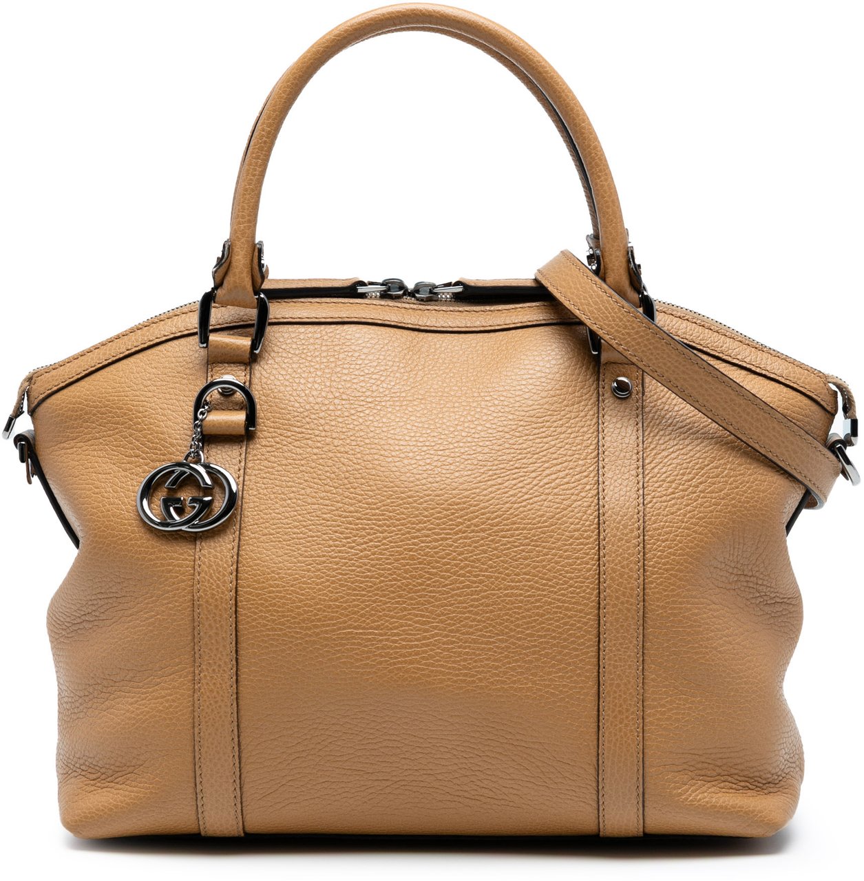 Gucci Leather GG Charm Dome Satchel Bruin
