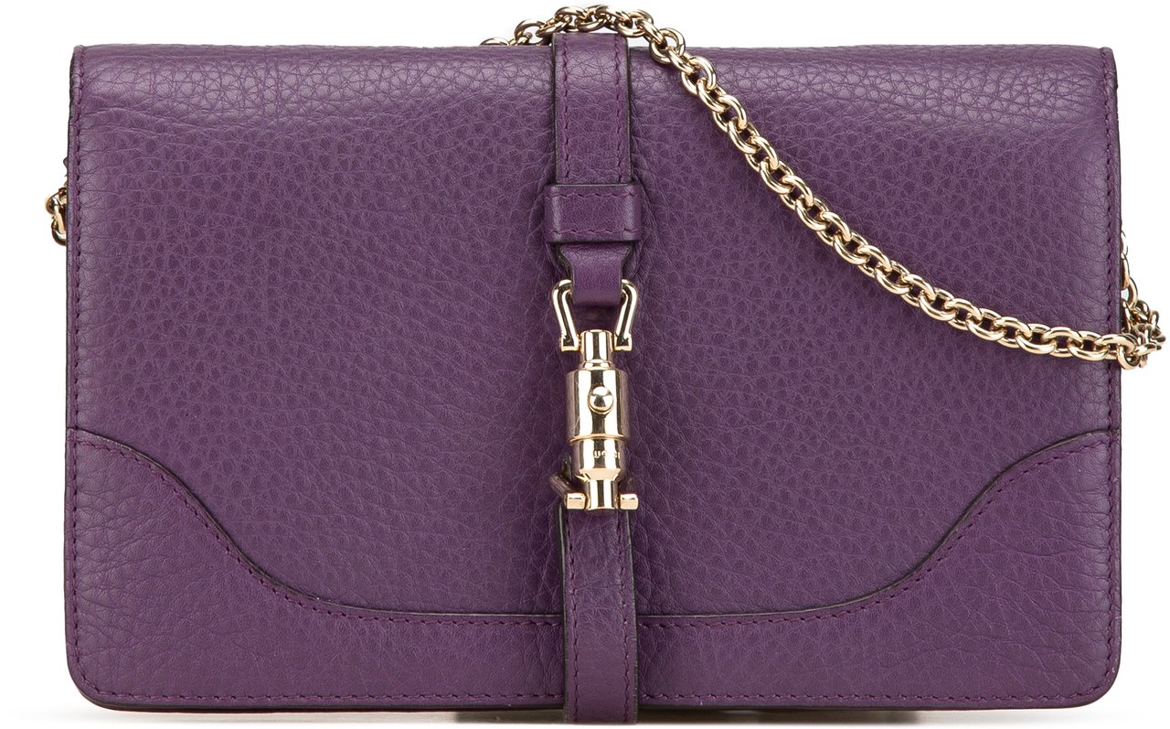 Gucci Pebbled Calfskin Piston Broadway Evening Bag Paars