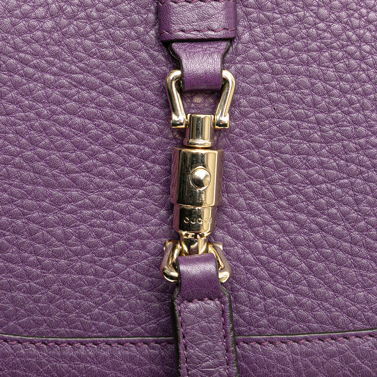 Gucci Pebbled Calfskin Piston Broadway Evening Bag Paars