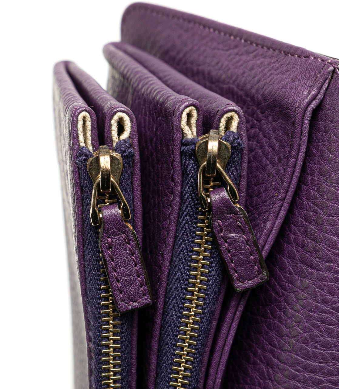 Gucci Pebbled Calfskin Piston Broadway Evening Bag Paars