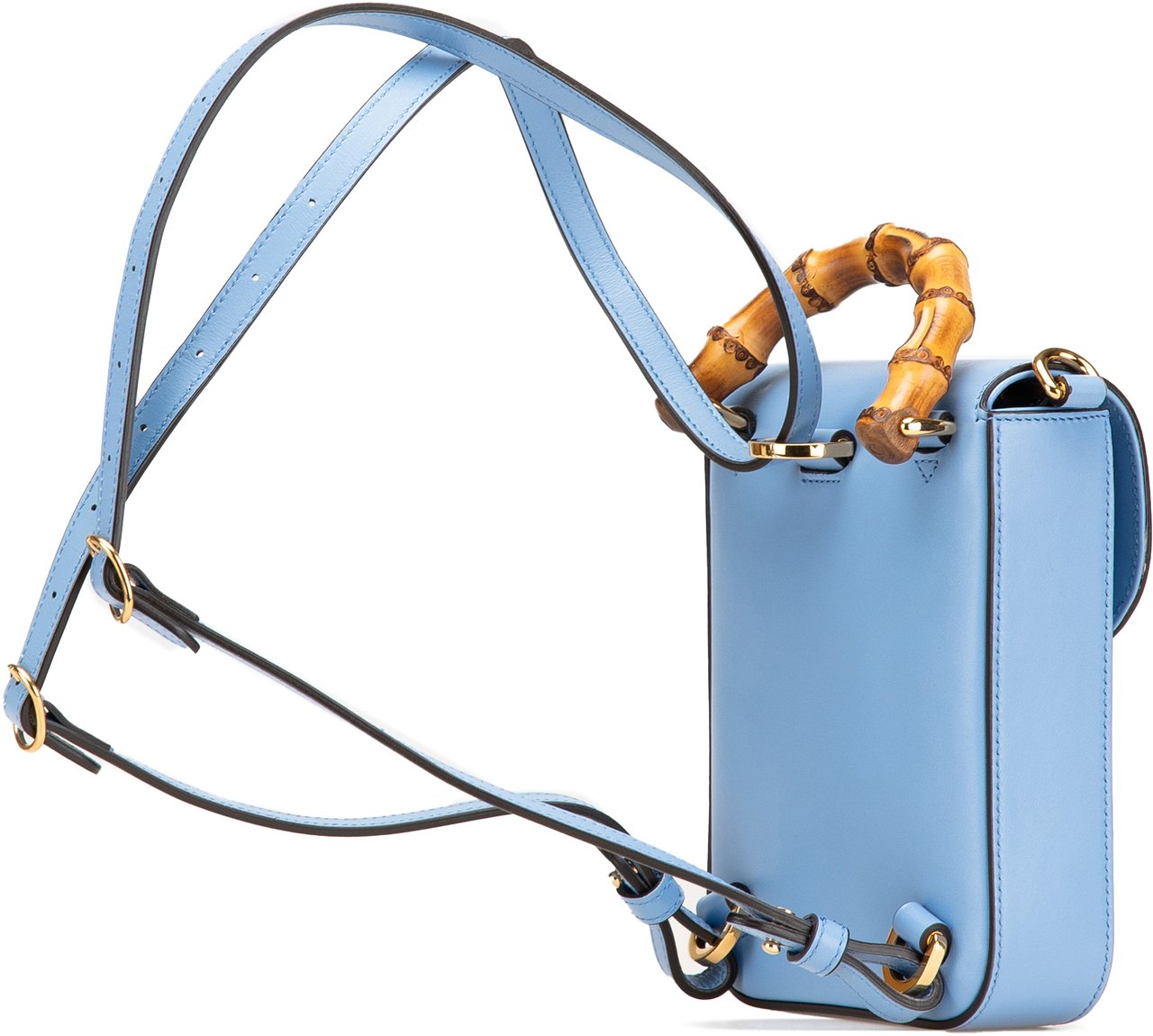 Gucci Mini Calfskin Bamboo Top Handle Bag Blauw