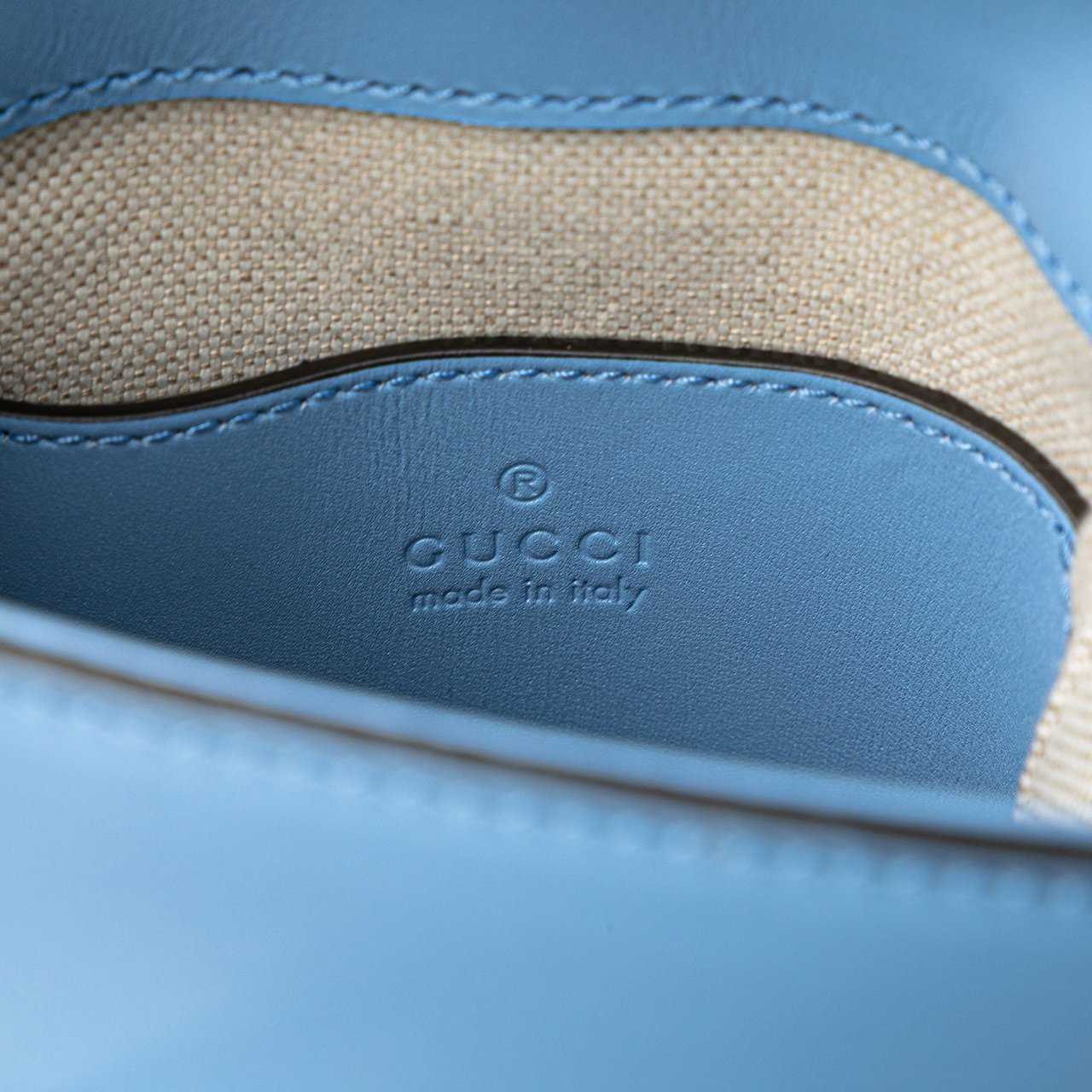 Gucci Mini Calfskin Bamboo Top Handle Bag Blauw