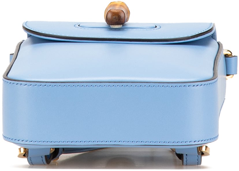 Gucci Mini Calfskin Bamboo Top Handle Bag Blauw