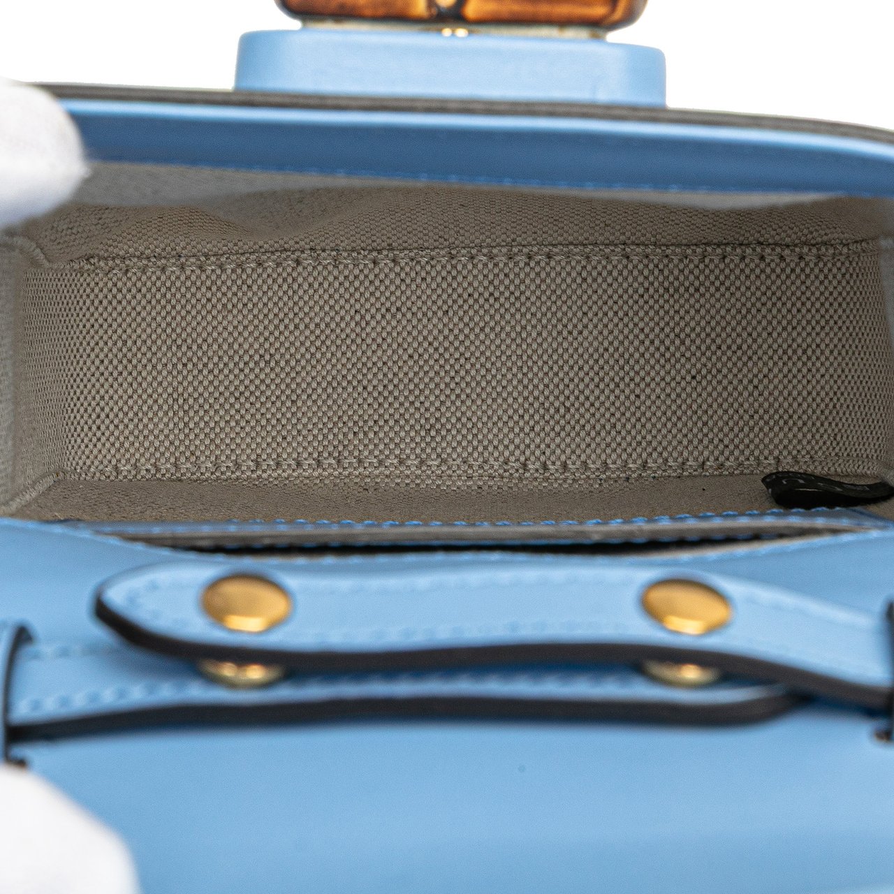 Gucci Mini Calfskin Bamboo Top Handle Bag Blauw