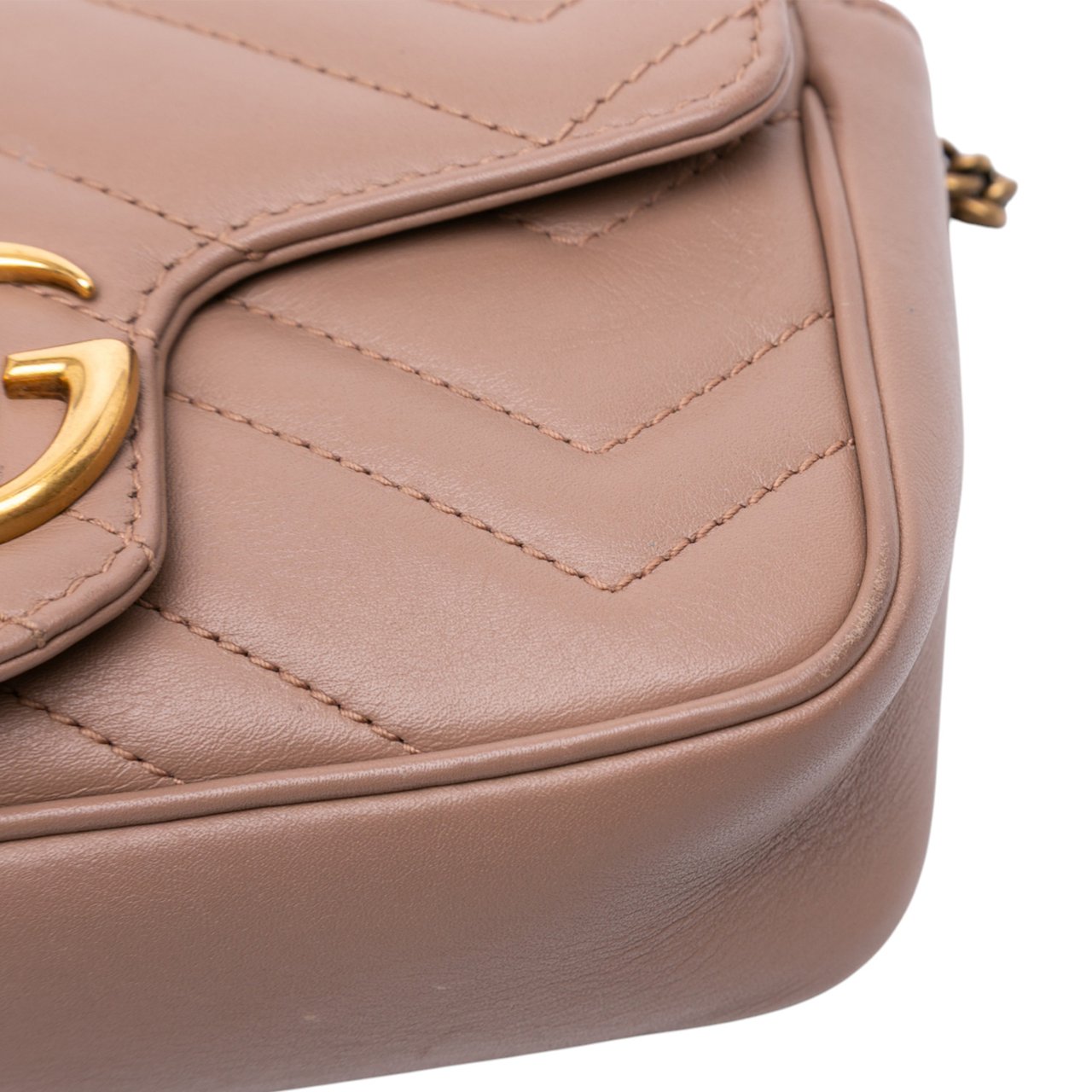 Gucci Mini GG Marmont Matelasse Leather Flap Crossbody Bruin