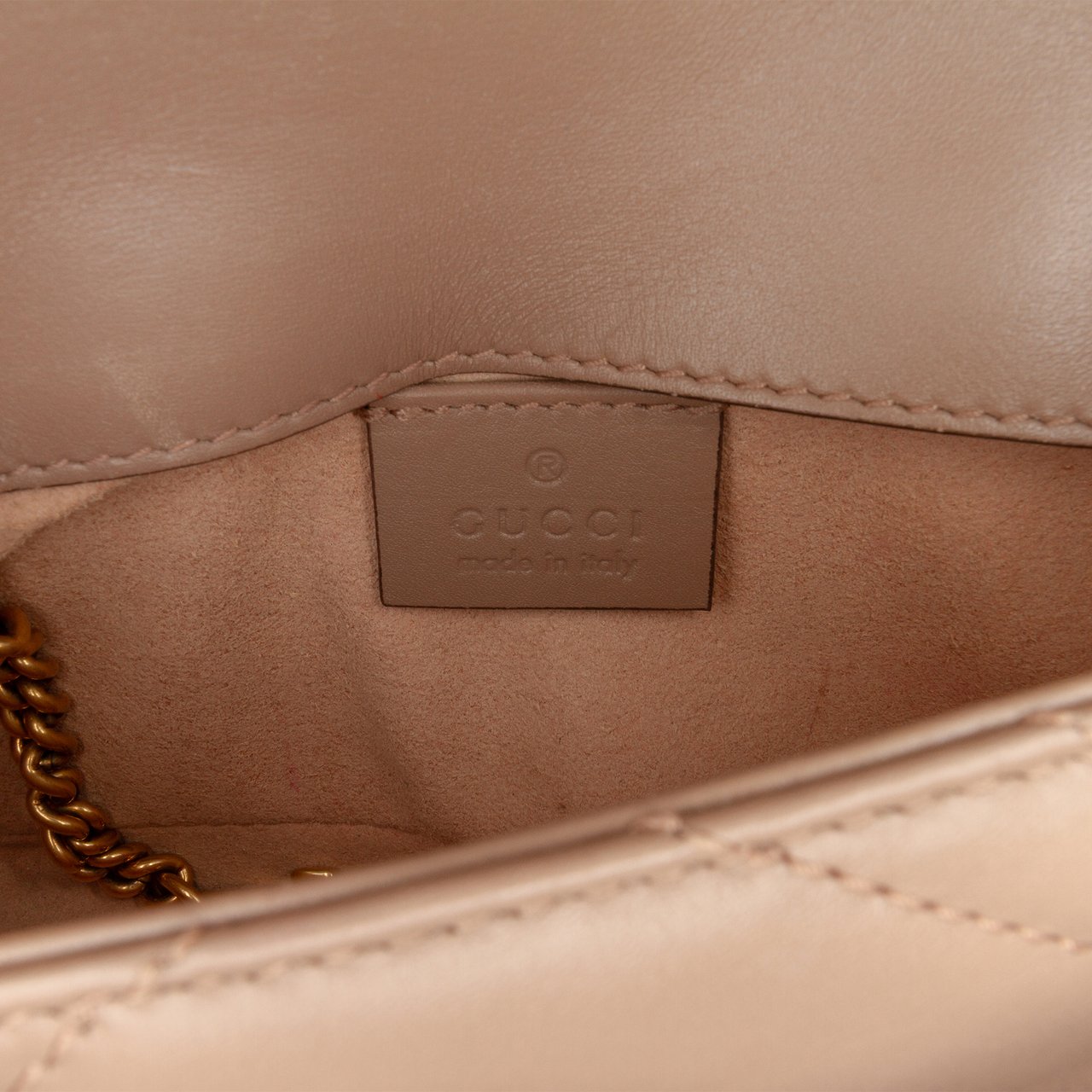 Gucci Mini GG Marmont Matelasse Leather Flap Crossbody Bruin