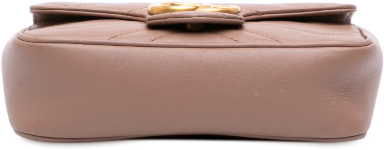 Gucci Mini GG Marmont Matelasse Leather Flap Crossbody Bruin