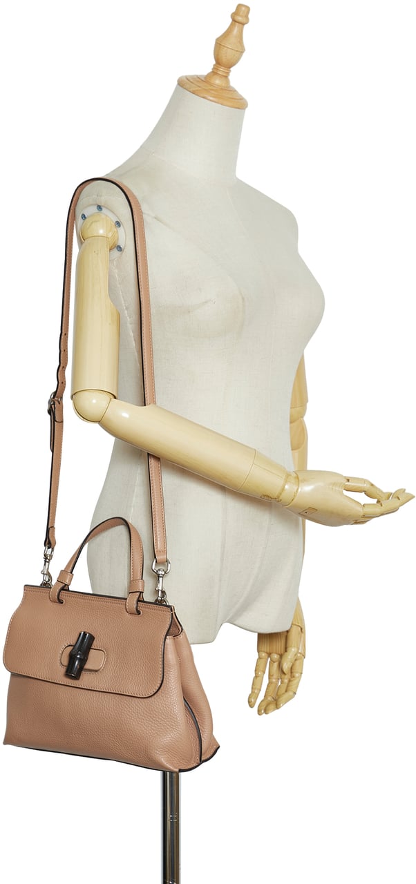 Gucci Small Leather Bamboo Daily Satchel Bruin