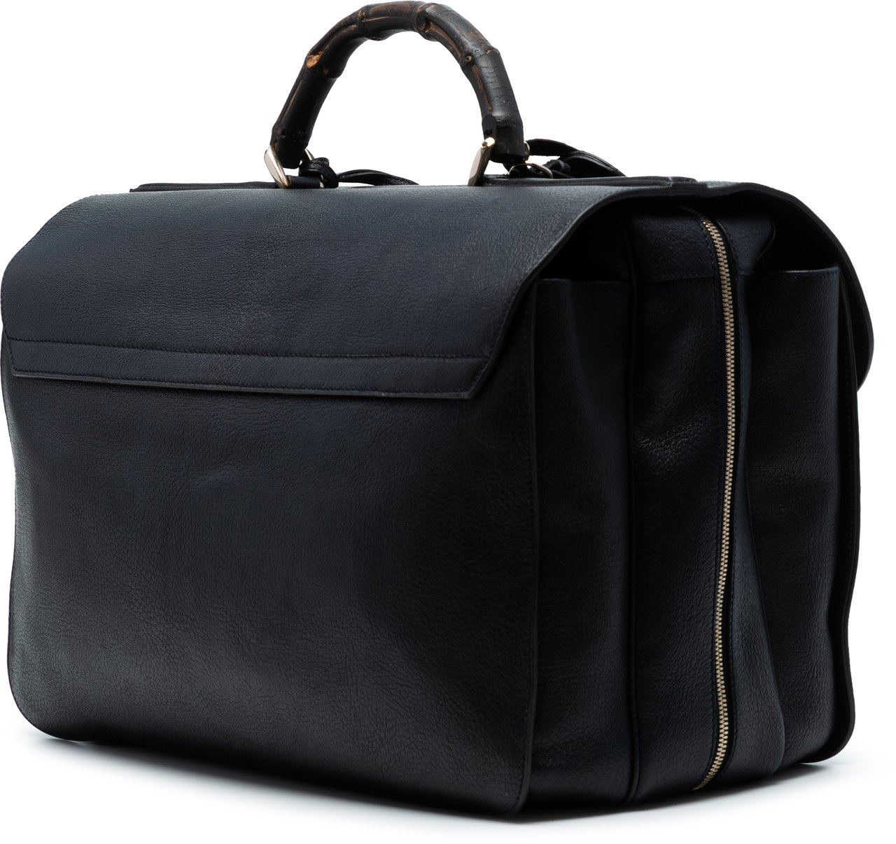 Gucci Leather Bamboo Briefcase Zwart