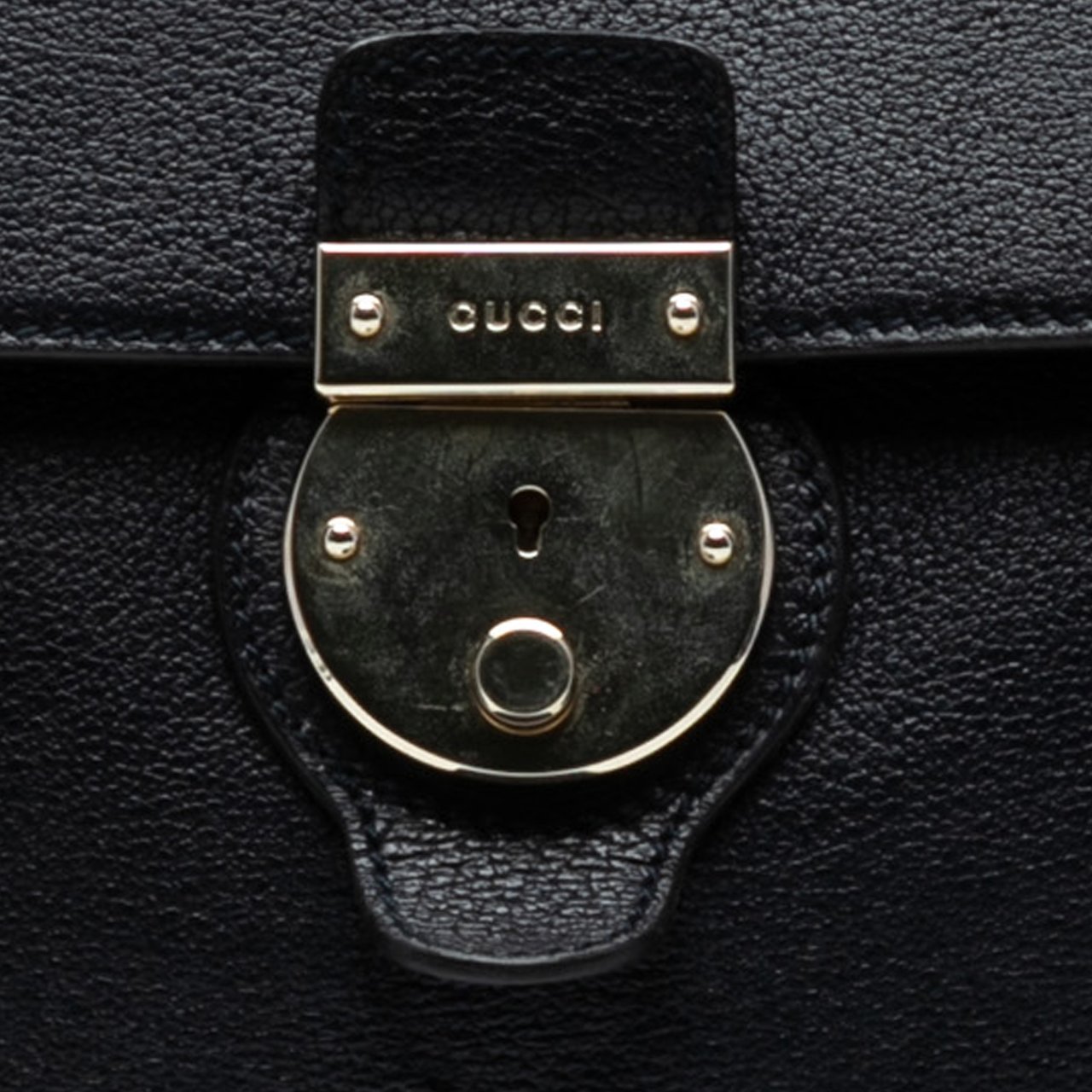 Gucci Leather Bamboo Briefcase Zwart