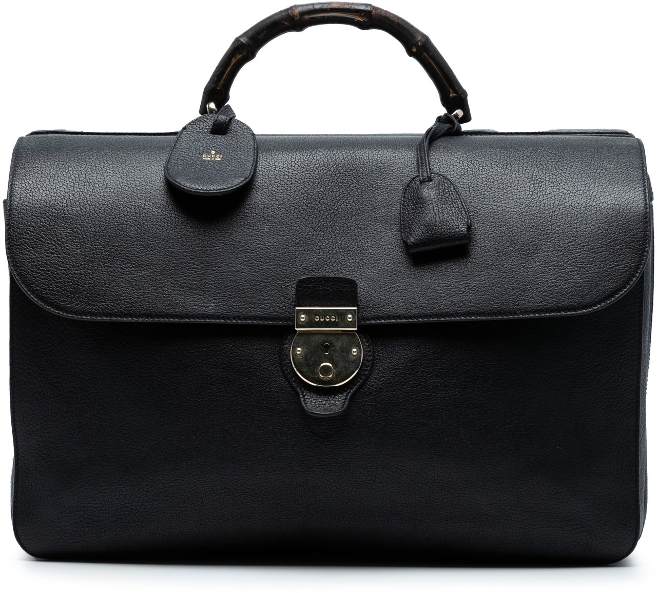 Gucci Leather Bamboo Briefcase Zwart