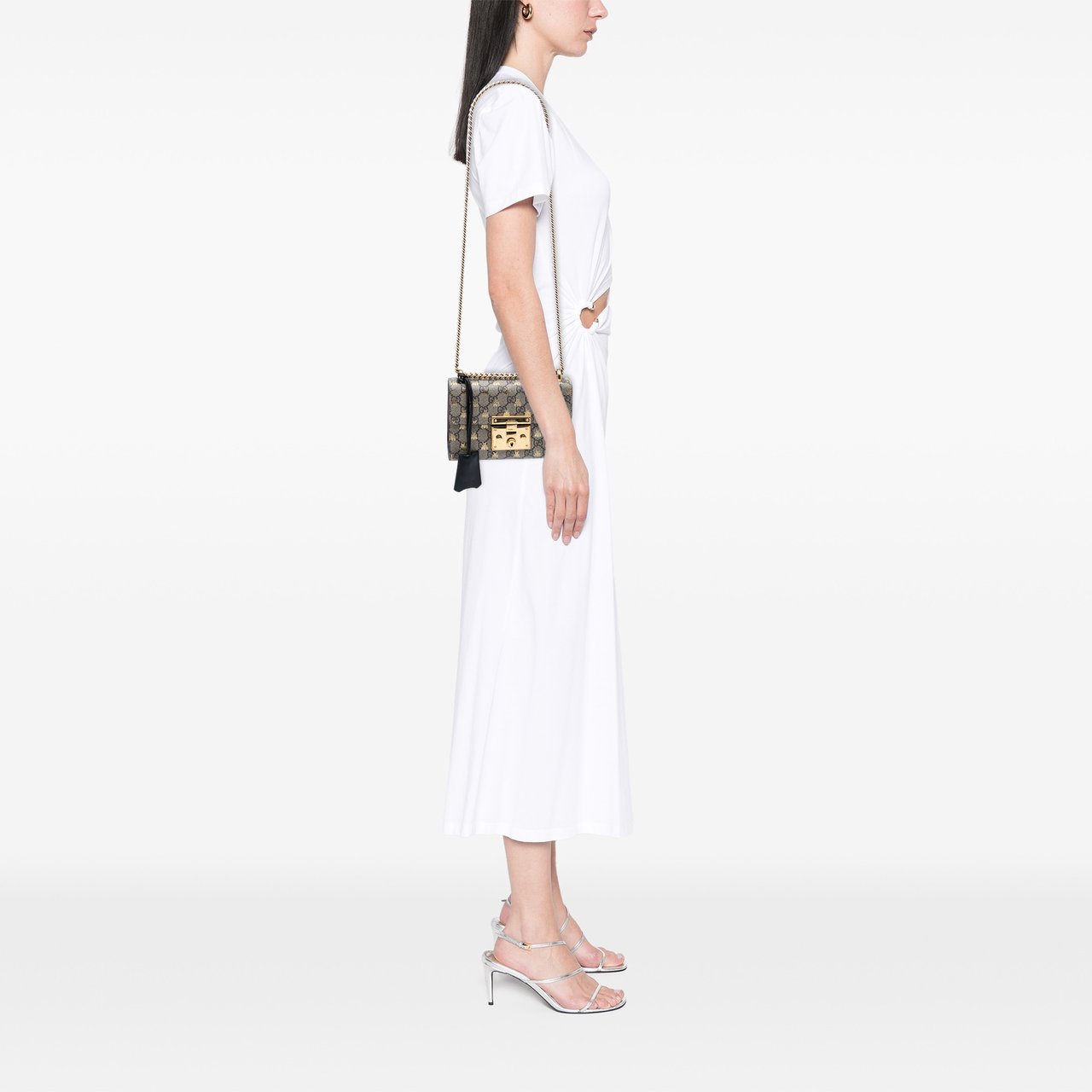 Gucci Small GG Supreme Bee Padlock Crossbody Bruin
