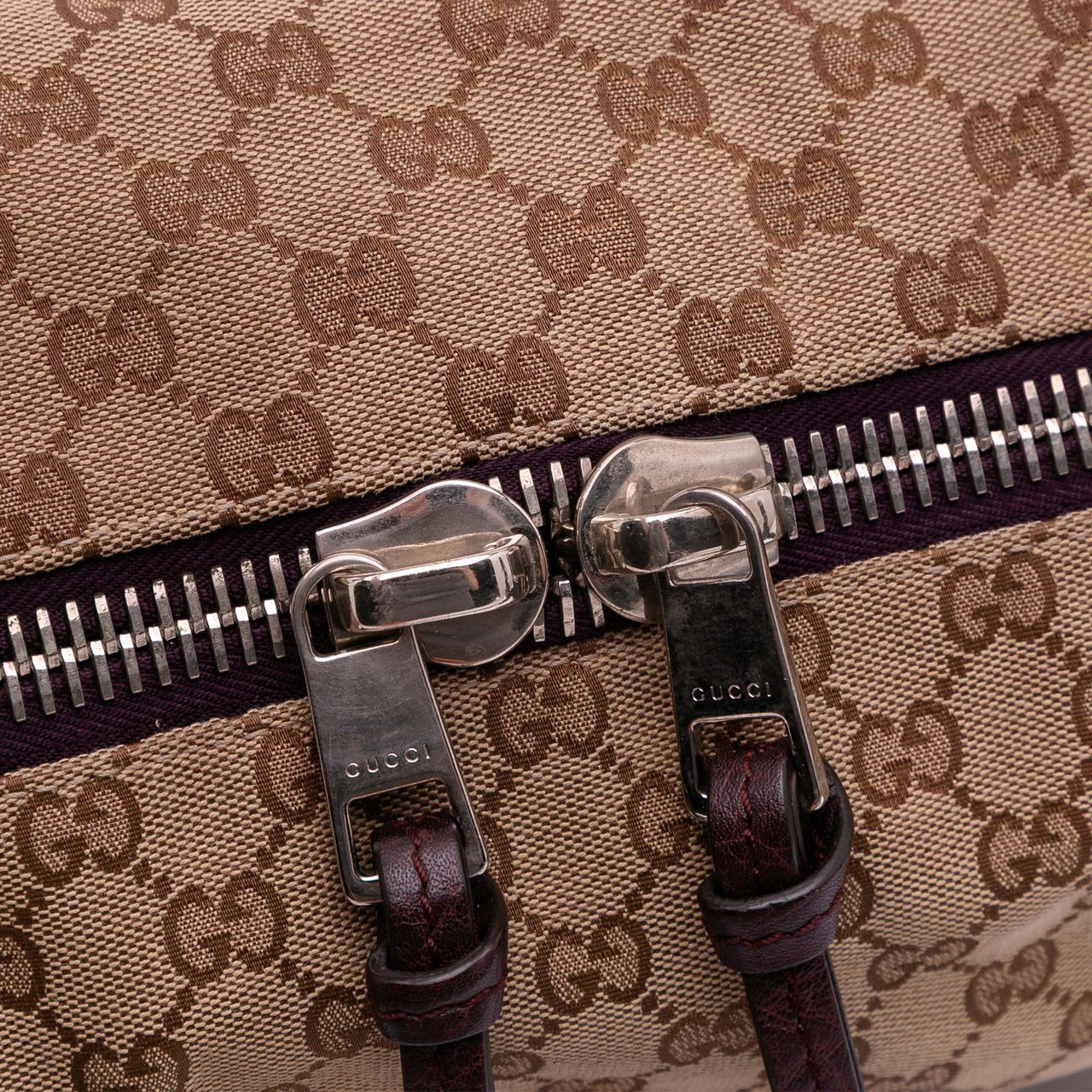 Gucci Large GG Canvas Bamboo Bar Tote Bruin