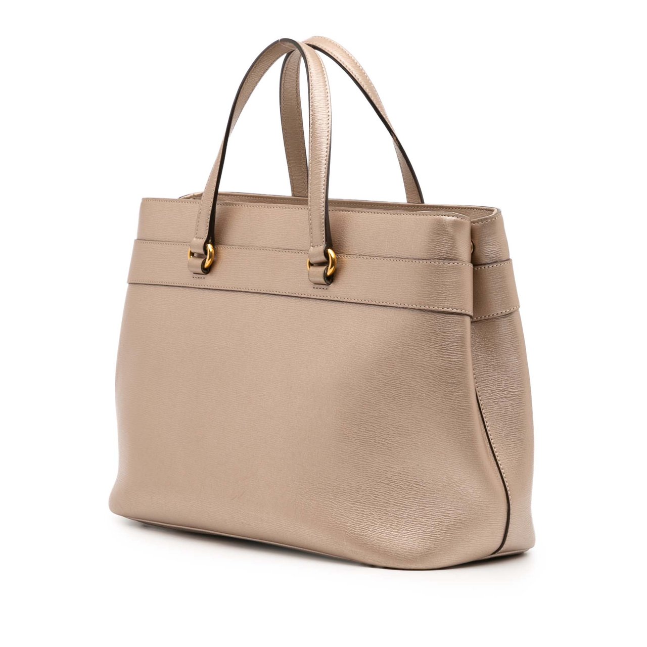 Gucci Leather Bright Bit Satchel Goud