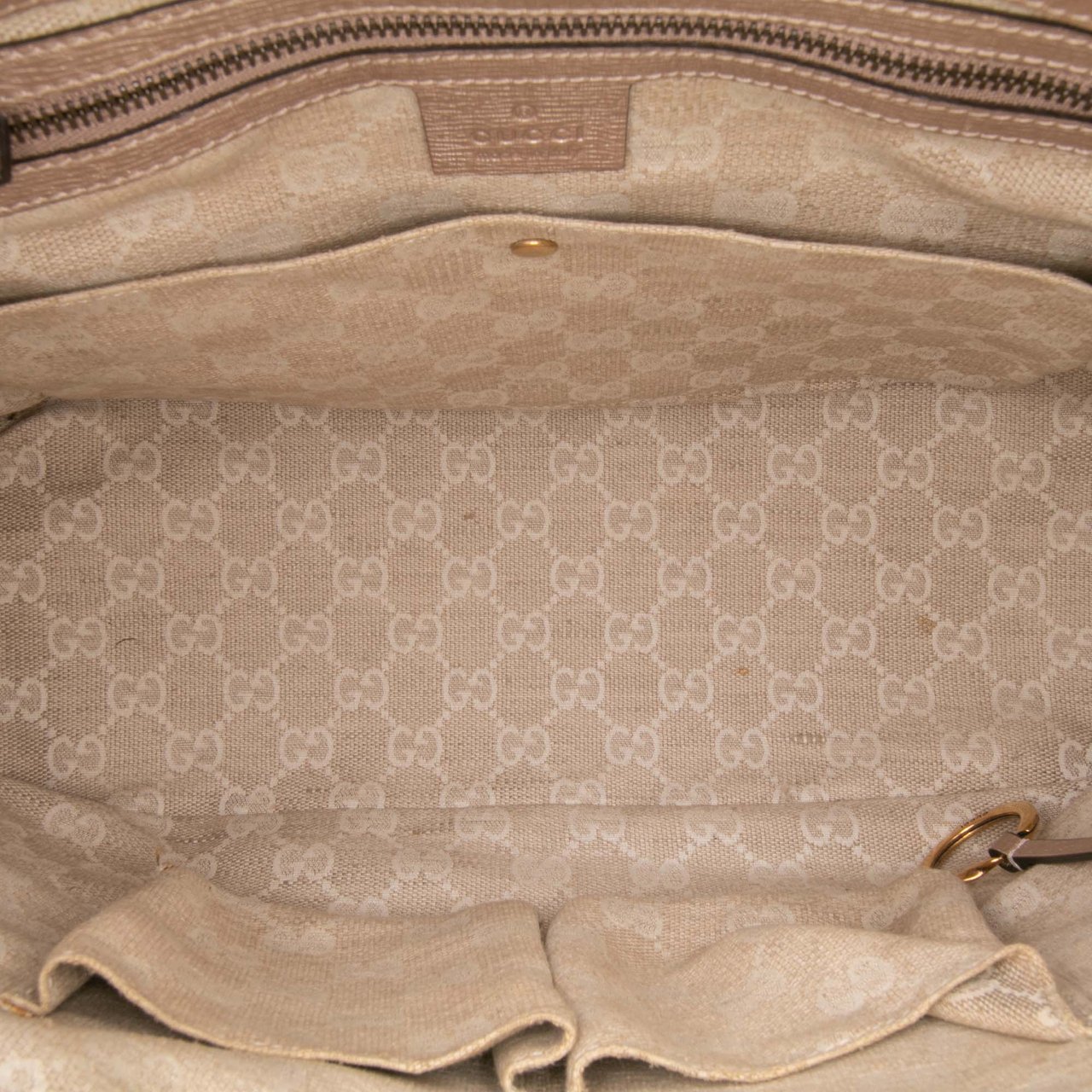 Gucci Leather Bright Bit Satchel Goud